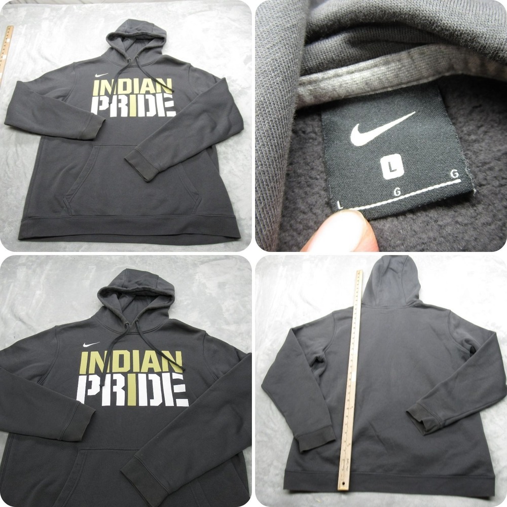 Nike Hoodie Men Large Gray Indian Pride Native Graphic Print Pullover Sweatshirt